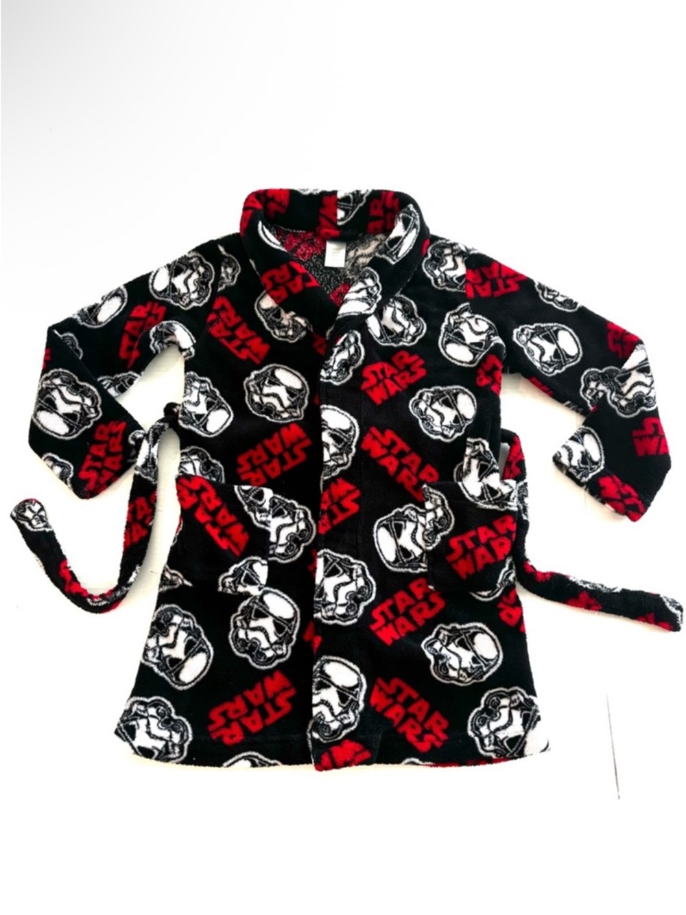 Star‎ Wars Stormtrooper Boys Soft Robe Black White Red Pockets Kid Size 8